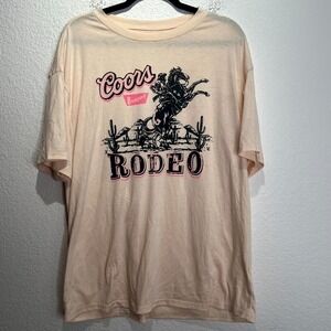Coors T Shirt Womens Large Peach Graphic Print Banquet Rodeo Cotton Casual Wear